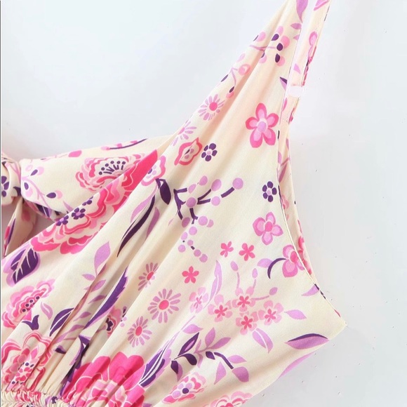 Pink Maxi Bohemian Printed Dress - Picture 3 of 7